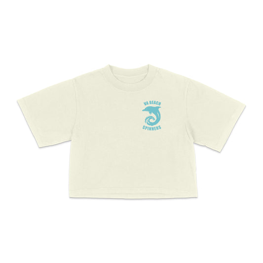 Women’s “SPINNERS” garment dye cream crop top